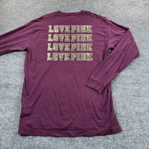 PINK Victoria's Secret Shirt Womens Medium Purple Love Pink Long Sleeve Tunic